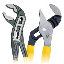 Klaw Pump Pliers - Available in multiple size options, Klein Tools Klaw™ Pump Pliers feature uniquely designed jaws that provide multiple points of contact for maximum torque. Specially hardened teeth cover the inside of the jaw for excellent gripping power and the grips are extended for added comfort.
